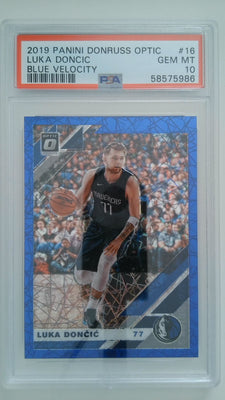 2019 Panini Donruss Optic Blue Velocity Luka Doncic #16 PSA 10