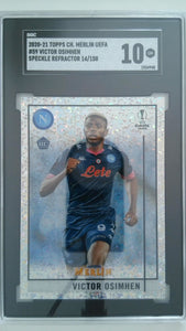 2020-21 Topps Chrome Merlin UEFA Speckle Refractor 14/150 Victor Osimhen #59 RC SGC 10