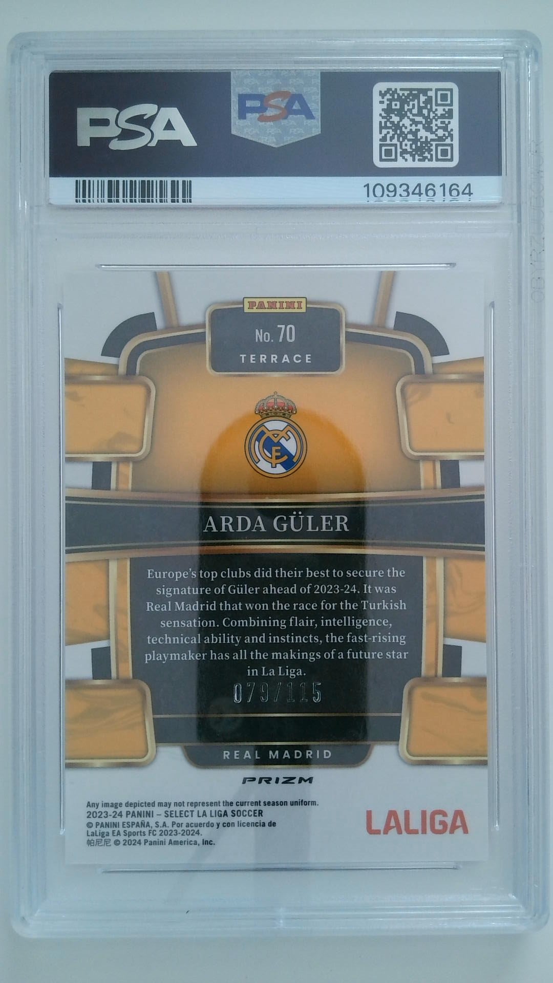 2023-24 Select La Liga Pink Mojo 079/115 Arda Güler #70 RC PSA 10