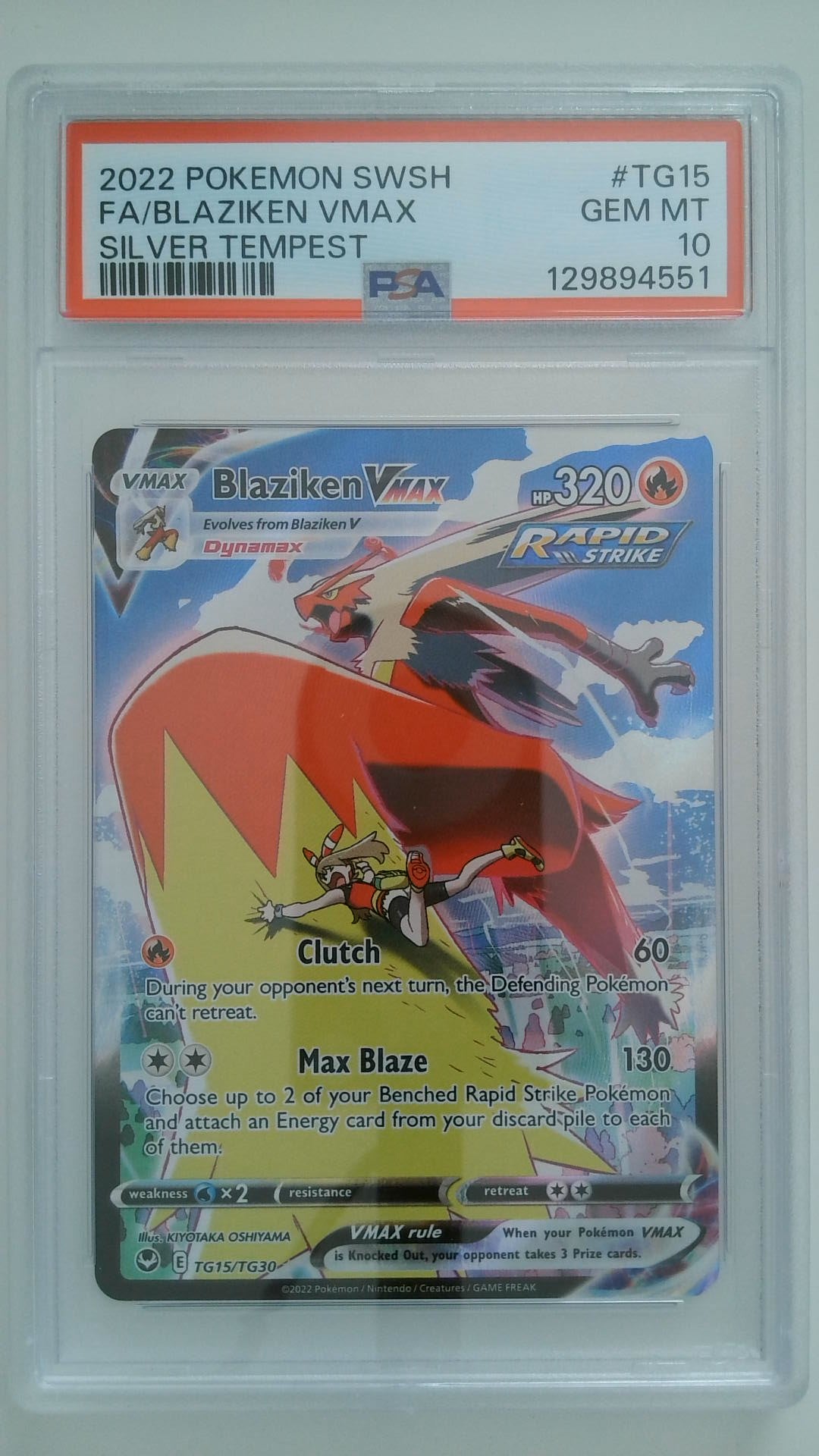 2022 Pokemon SWSH Silver Tempest FA/BLAZIKEN VMAX #TG15 PSA 10
