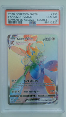 2020 Pokemon SWSH Darkness Ablaze-Secret FA/Scizor VMAX #193 PSA 10