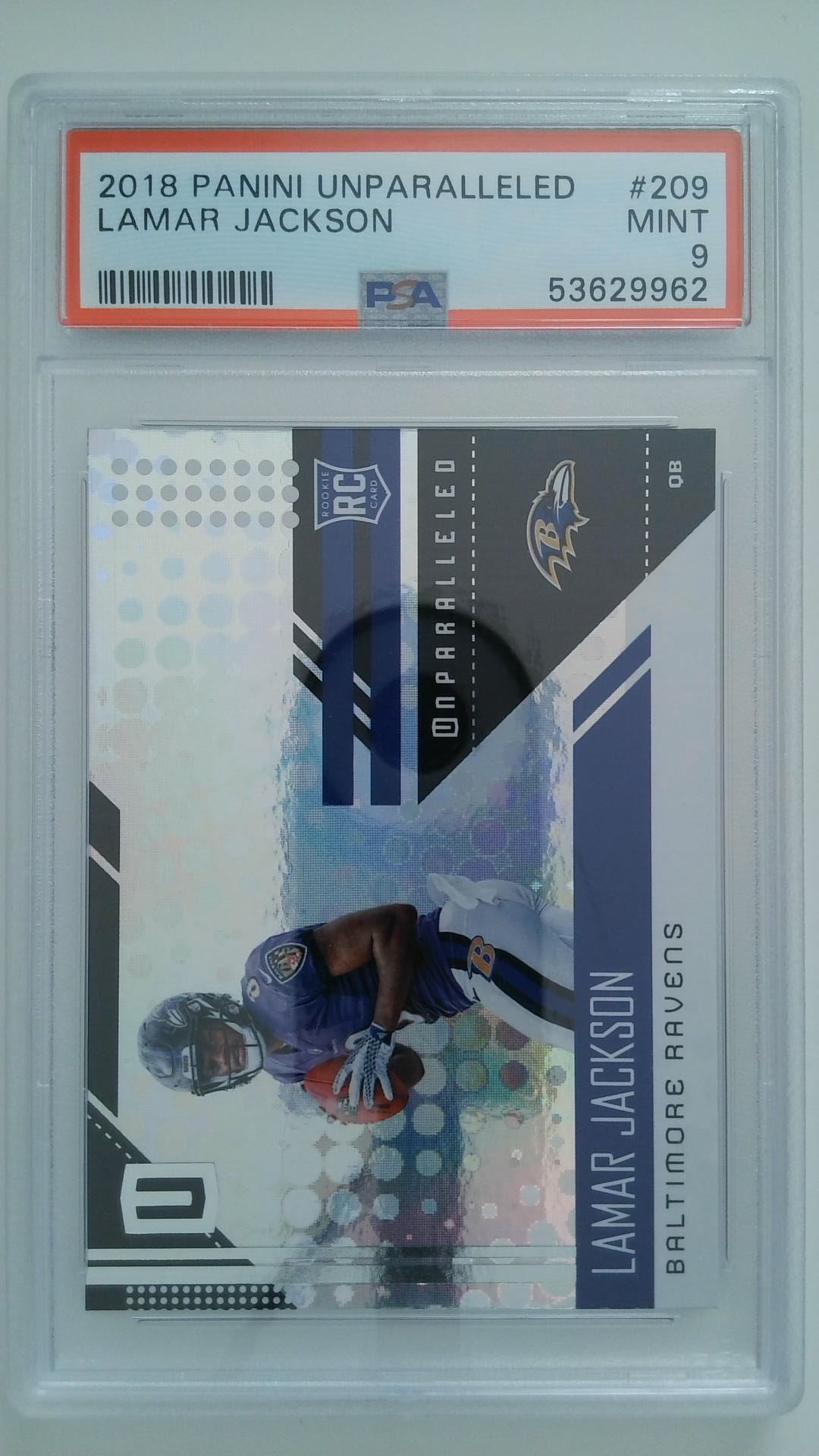 2018 Panini Unparalleled Lamar Jackson #209 RC PSA 9