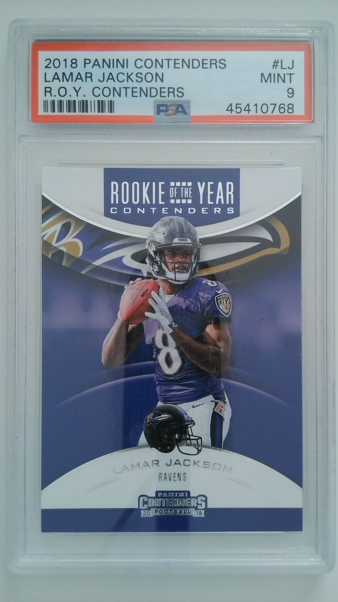2018 Panini Contenders R.O.Y. Contenders Lamar Jackson #LJ PSA 9