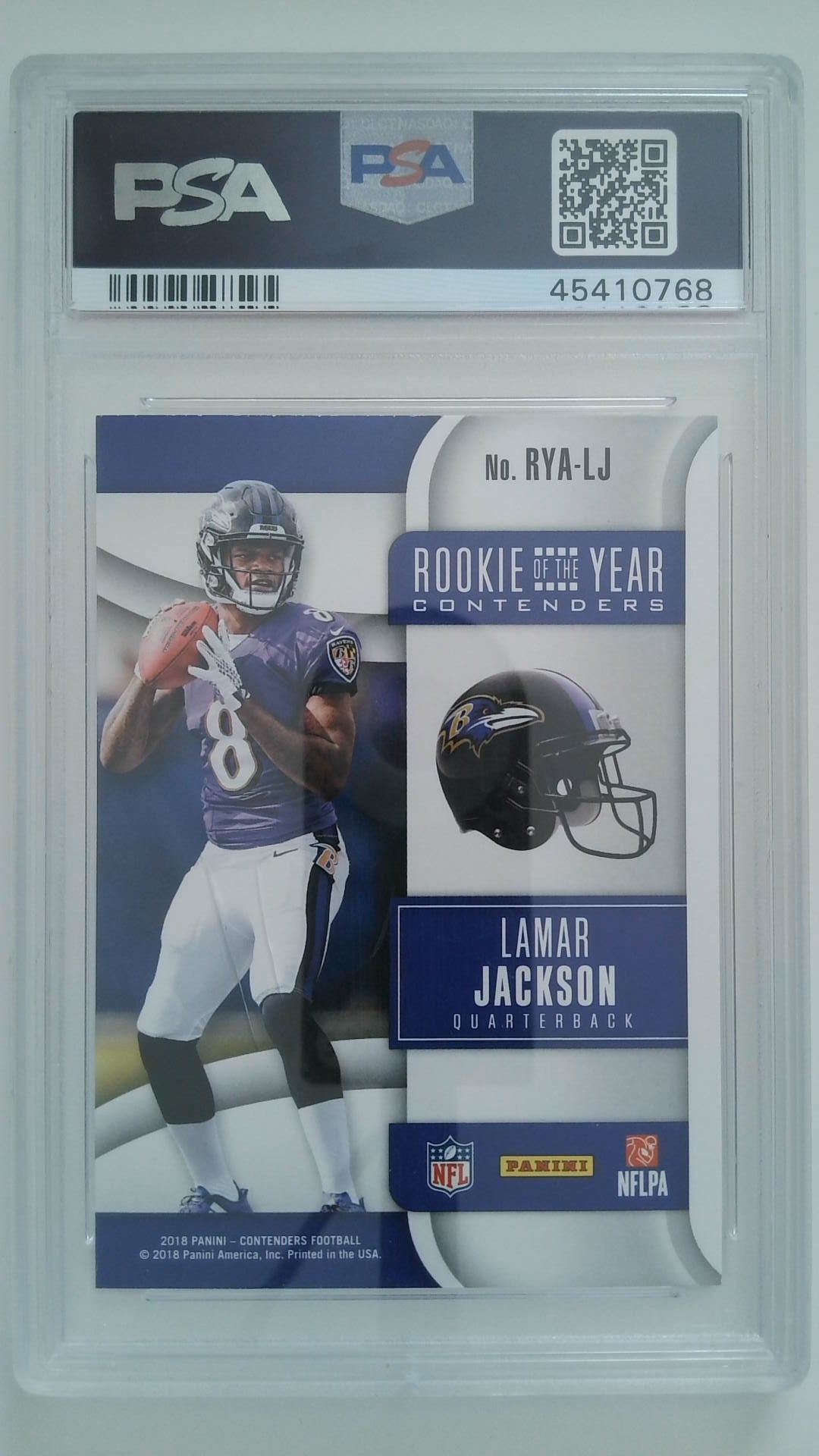 2018 Panini Contenders R.O.Y. Contenders Lamar Jackson #LJ PSA 9