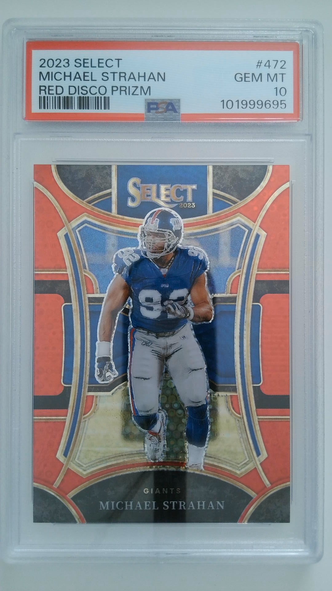 2023 Select Red Disco Prizm 10/49 Michael Strahan #472 PSA 10