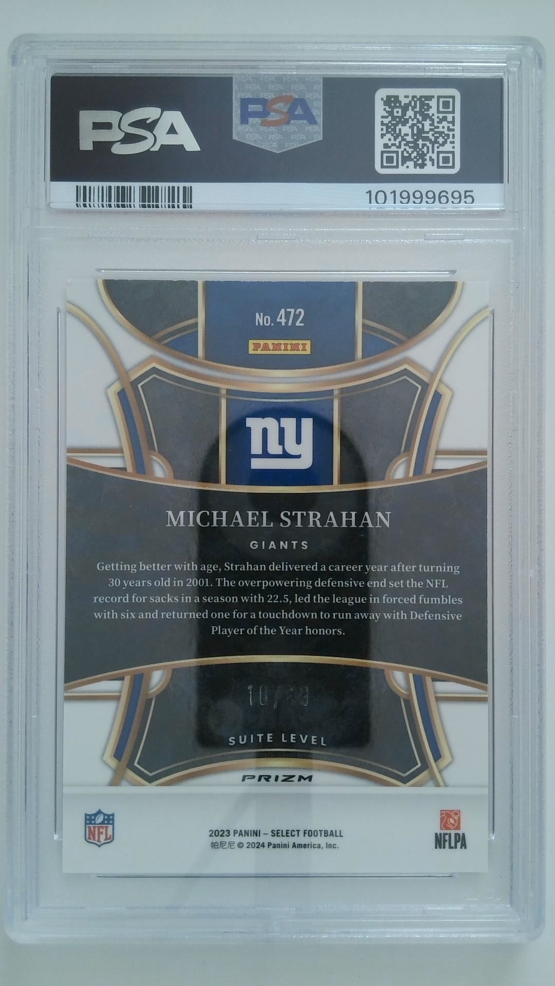 2023 Select Red Disco Prizm 10/49 Michael Strahan #472 PSA 10
