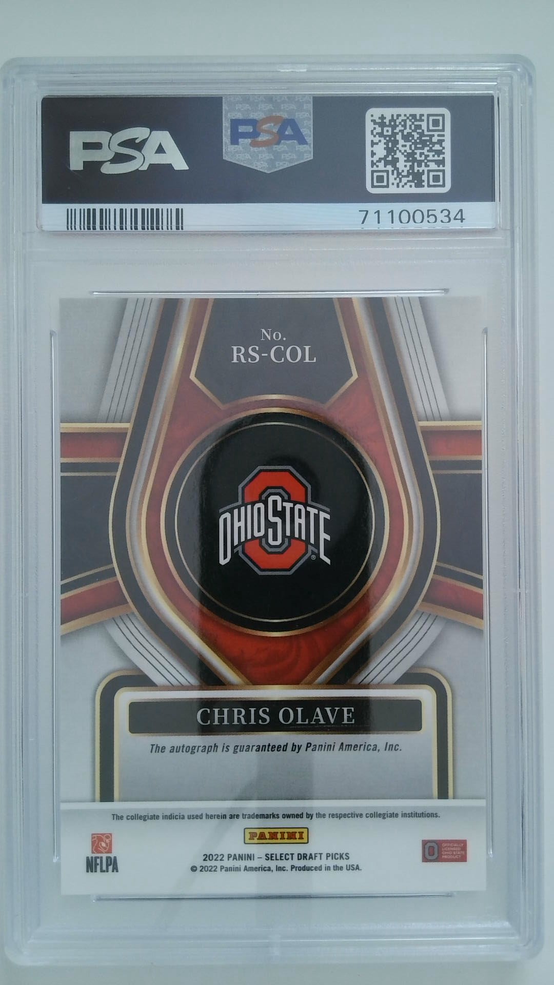 2022 Select Draft Picks Rookie Signature Chris Olave #RSCOL PSA 10