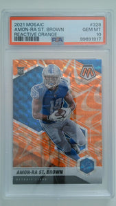 2021 Mosaic Reactive Orange Amon Ra-St. Brown #328 RC PSA 10
