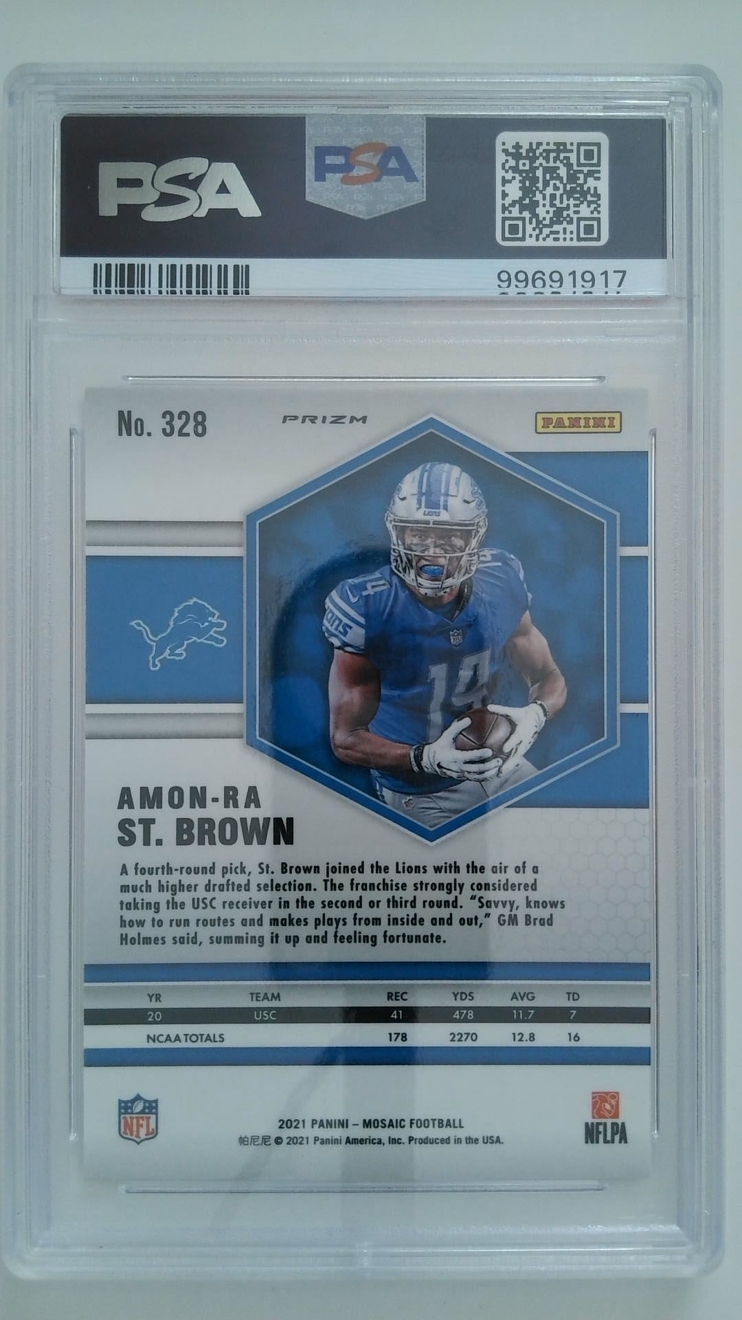 2021 Mosaic Reactive Orange Amon Ra-St. Brown #328 RC PSA 10