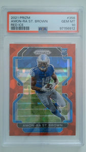 2021 Prizm Red Ice Amon-Ra St. Brown #358 RC PSA 10