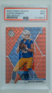 2020 Panini Mosaic Red Mosaic Justin Herbert #204 RC PSA 9
