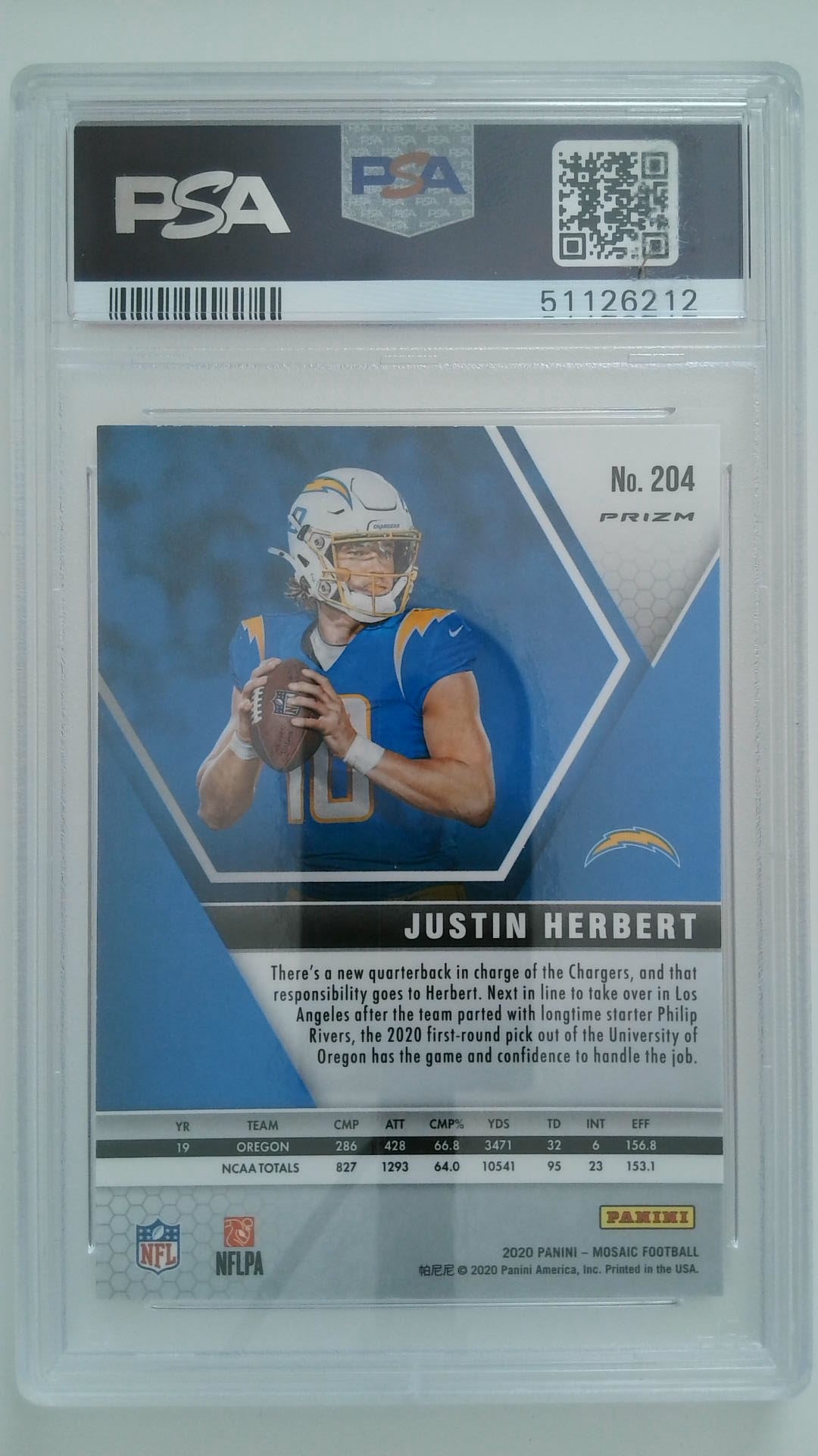 2020 Panini Mosaic Red Mosaic Justin Herbert #204 RC PSA 9