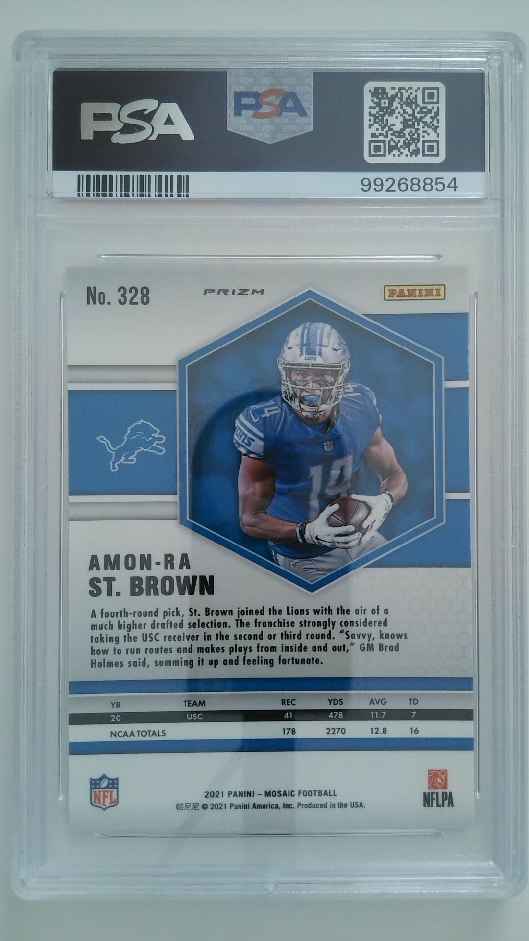 2021 Mosaic Camo Pink Amon-Ra St. Brown #328 RC PSA 10