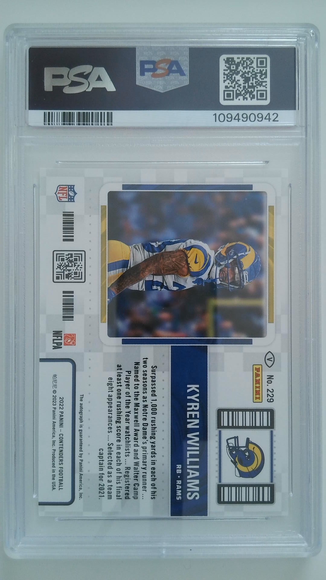 2022 Contenders Variation-Autograph Kyren Williams #229 RC PSA 9