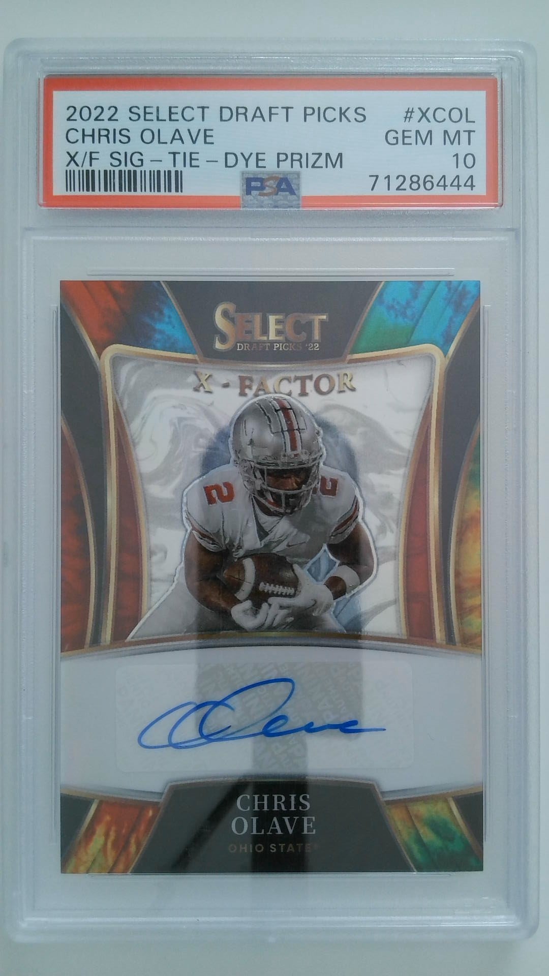 2022 Select Draft Picks X/F SIG - Tie - Dye Prizm 02/25 Chris Olave #XCOL PSA 10