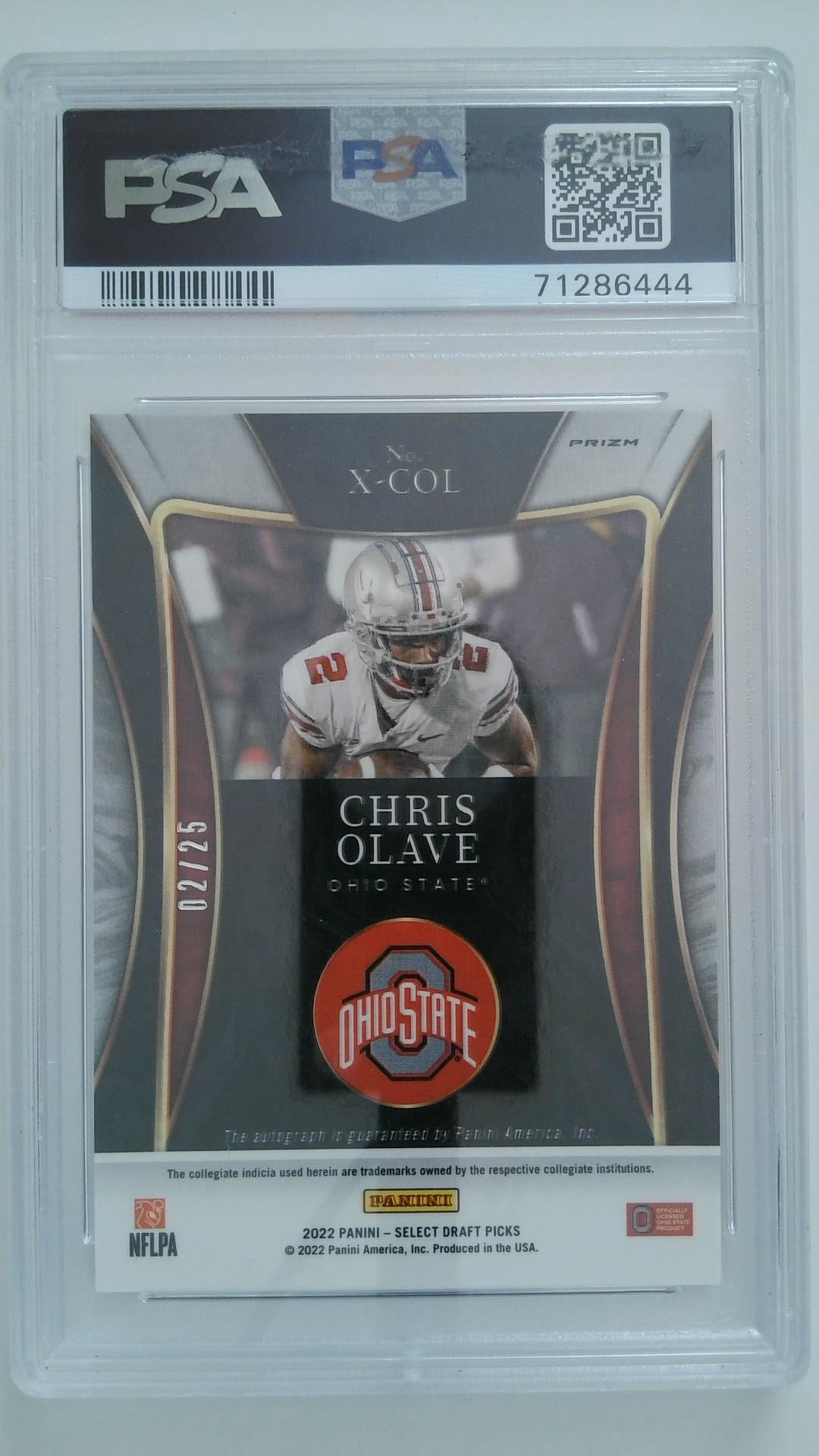 2022 Select Draft Picks X/F SIG - Tie - Dye Prizm 02/25 Chris Olave #XCOL PSA 10