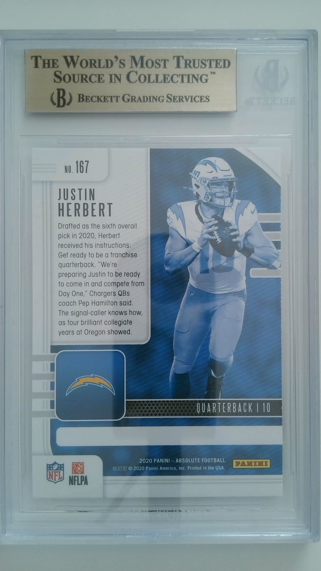 2020 Absolute Green Justin Herbert #167 RC BGS 9.5