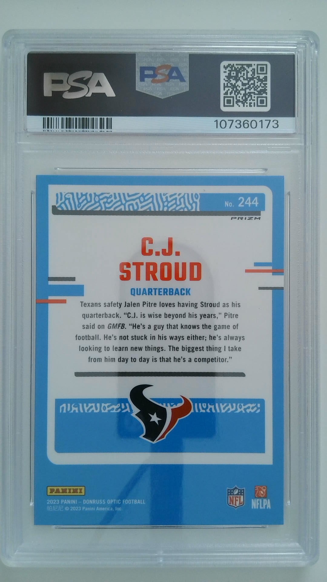 2023 Donruss Optic Blue Scope CJ Stroud #244 RC PSA 10