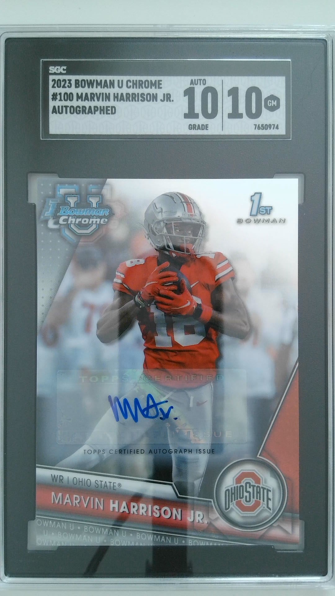 2023 Bowman U Chrome Autographed Marvin Harrison Jr. #100 SGC 10/10