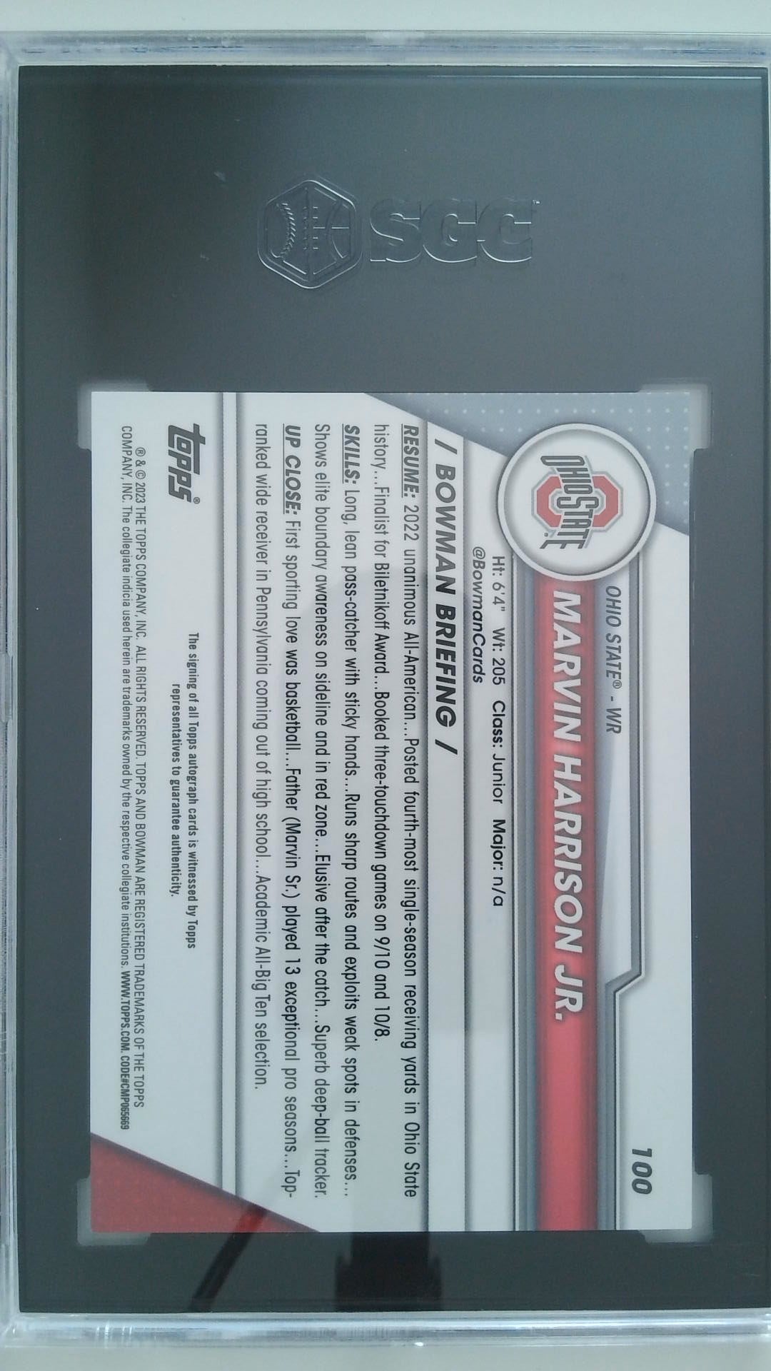 2023 Bowman U Chrome Autographed Marvin Harrison Jr. #100 SGC 10/10