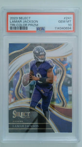 2023 Select Tri-Color Prizm 126/149 Lamar Jackson #241 PSA 10