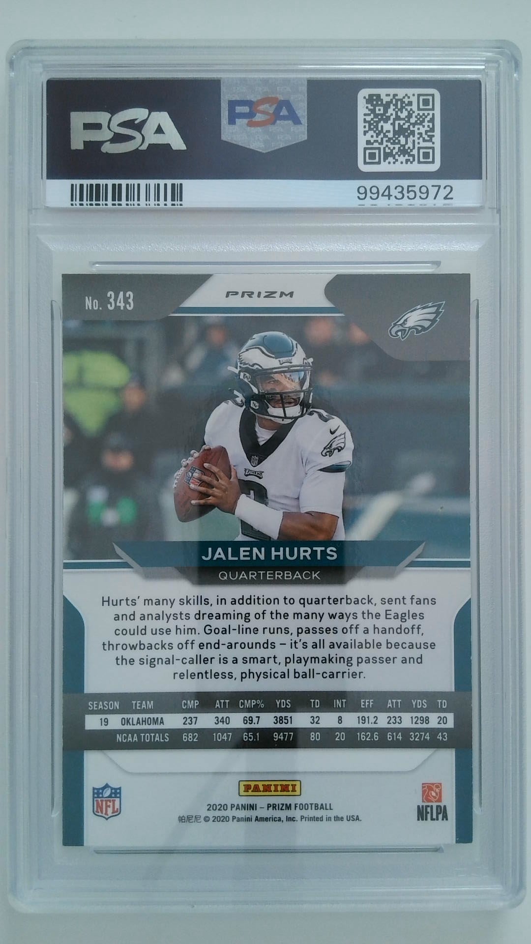 2020 Panini Prizm Neon Green Pulsar Jalen Hurts #343 PSA 9