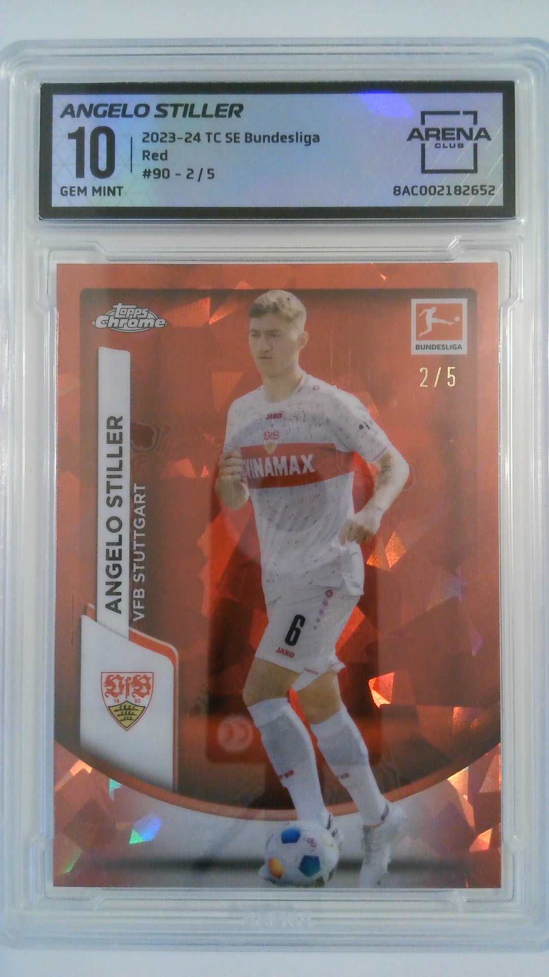 2023-24 Topps Chrome Sapphire Bundesliga Red 2/5 Angelo Stiller #90 Arena Club 10