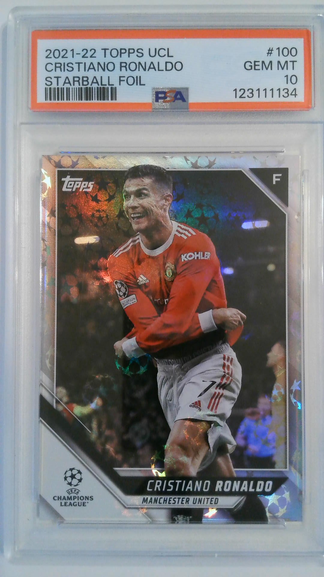 2021-22 Topps UCL Starball Foil Cristiano Ronaldo #100 PSA 10