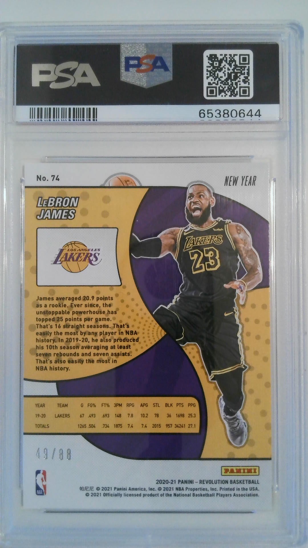 2020 Panini Revolution Chinese New Year - Emerald 49/99 LeBron James #74 PSA 10