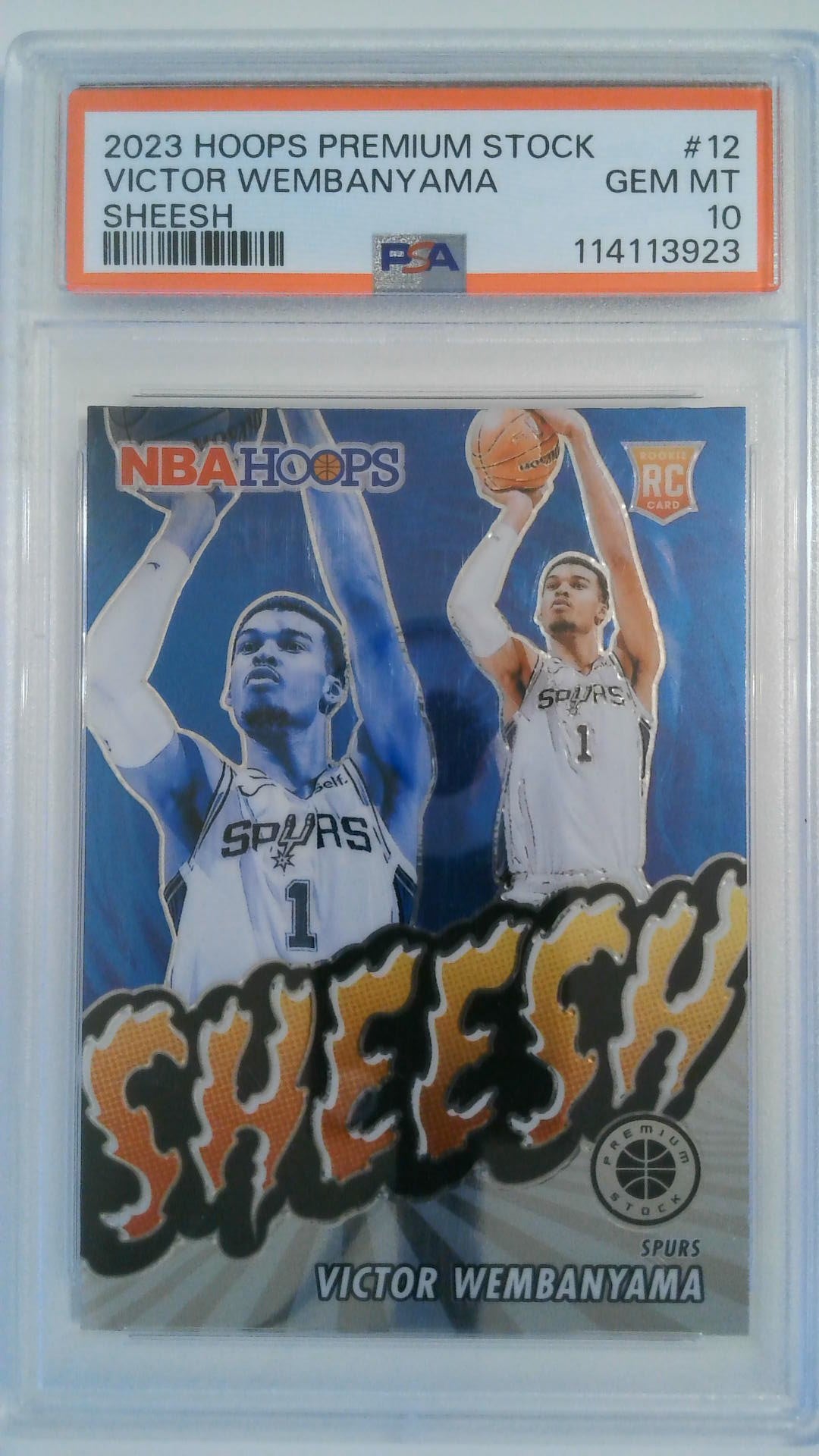2023 Hoops Premium Stock Sheesh Victor Wembanyama #12 RC PSA 10