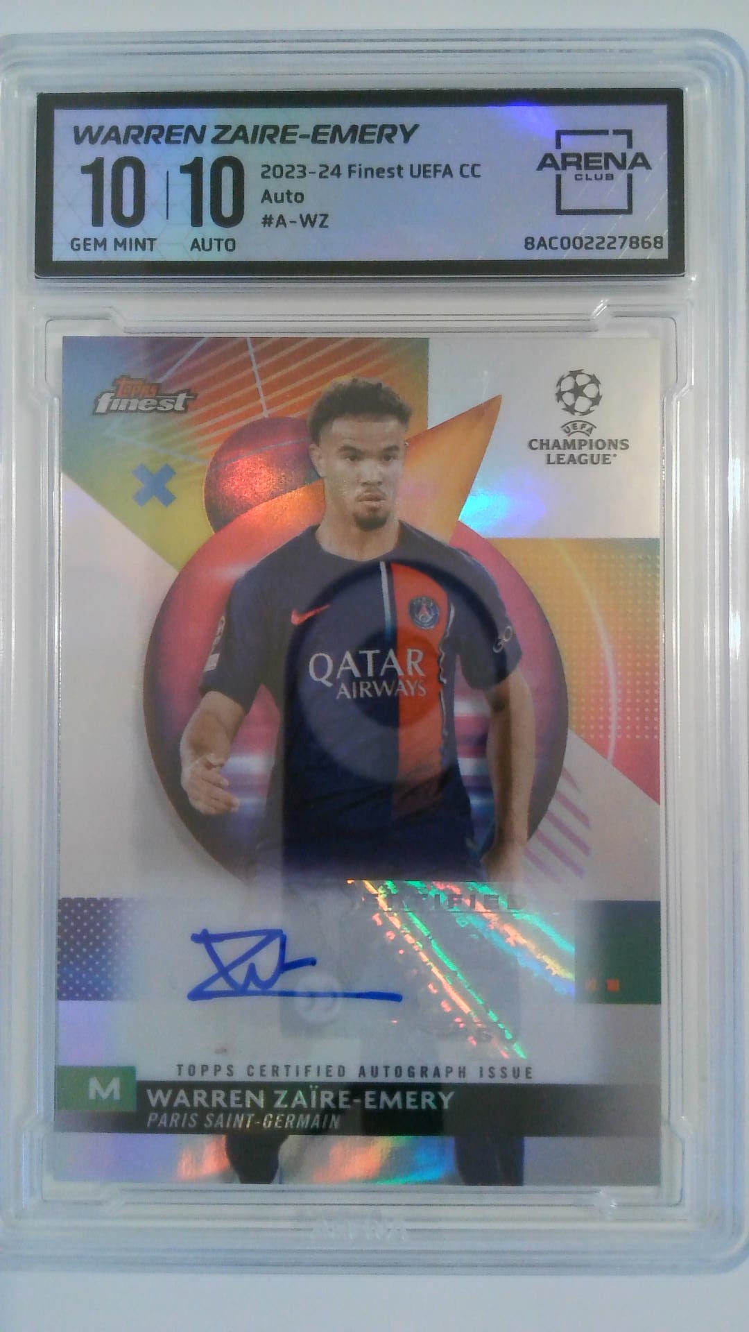 2023-24 Finest UEFA CC Auto Warren Zaire-Emery #A-WZ Arena Club 10/10