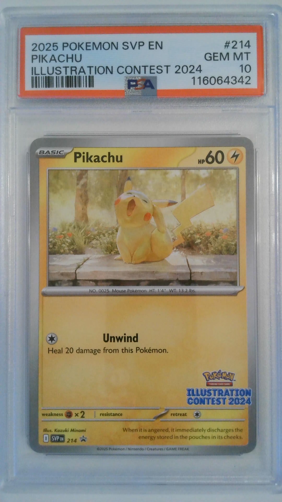 2025 Pokemon SVP EN Illustration Contest 2024 Pikachu #214 PSA 10