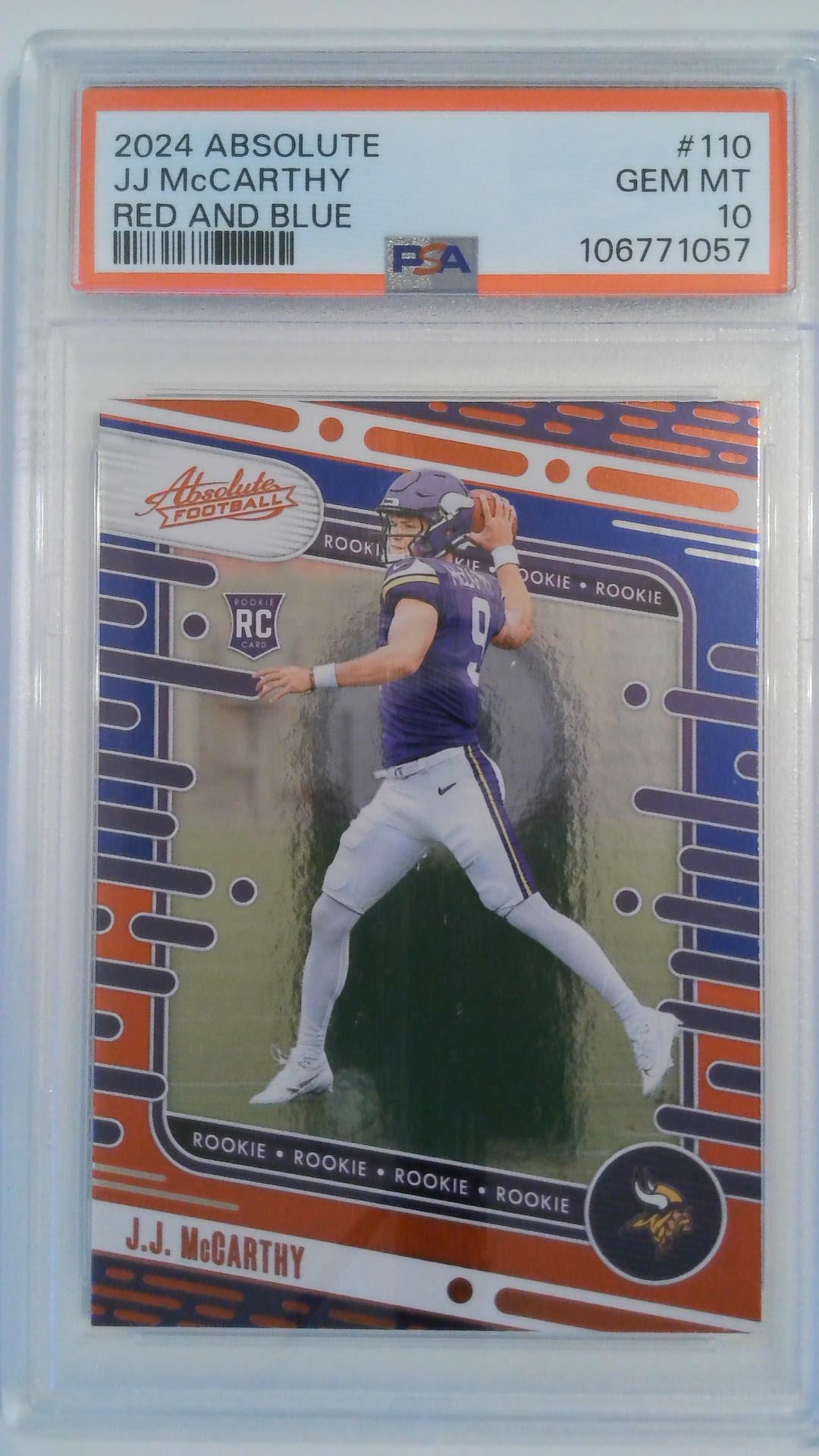 2024 Absolute Red and Blue JJ McCarthy #110 RC PSA 10