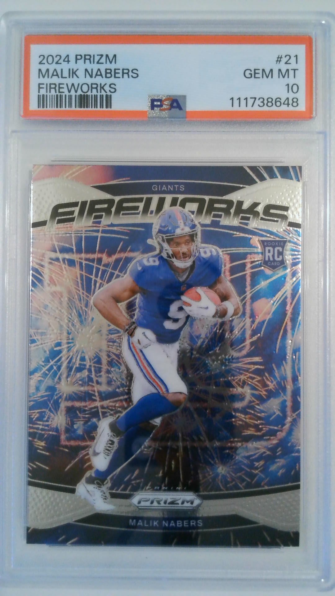 2024 Prizm Fireworks Malik Nabers #21 RC PSA 10