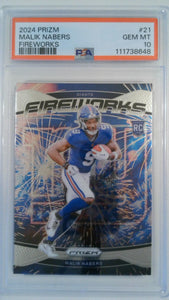 2024 Prizm Fireworks Malik Nabers #21 RC PSA 10