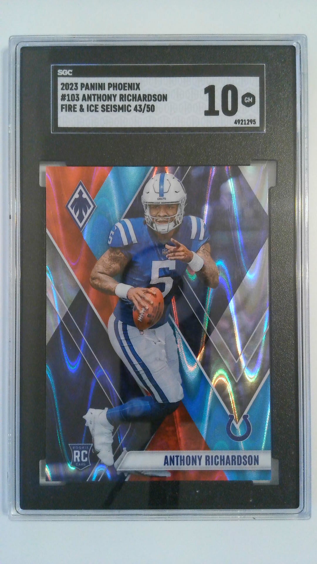 2023 Panini Phoenix Fire & Ice Seismic 43/50 Anthony Richardson #103 RC SGC 10