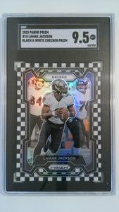 2023 Panini Prizm Black & White Checker Prizm Lamar Jackson #18 SGC 9.5