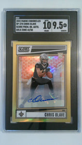 2022 Panini Chronicles Score Premium Rookie Autograph Gold Zone 42/50 Chris Olave #SP-378 RC SGC 10/9.5