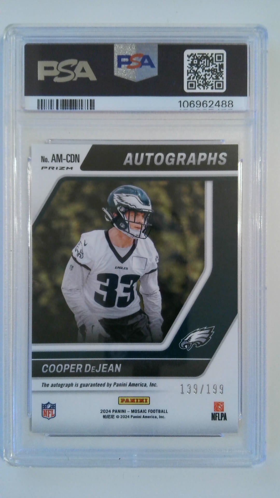 2024 Mosaic Autograph Mosaic Red 139/199 Cooper Dejean #AMCDN RC PSA 10