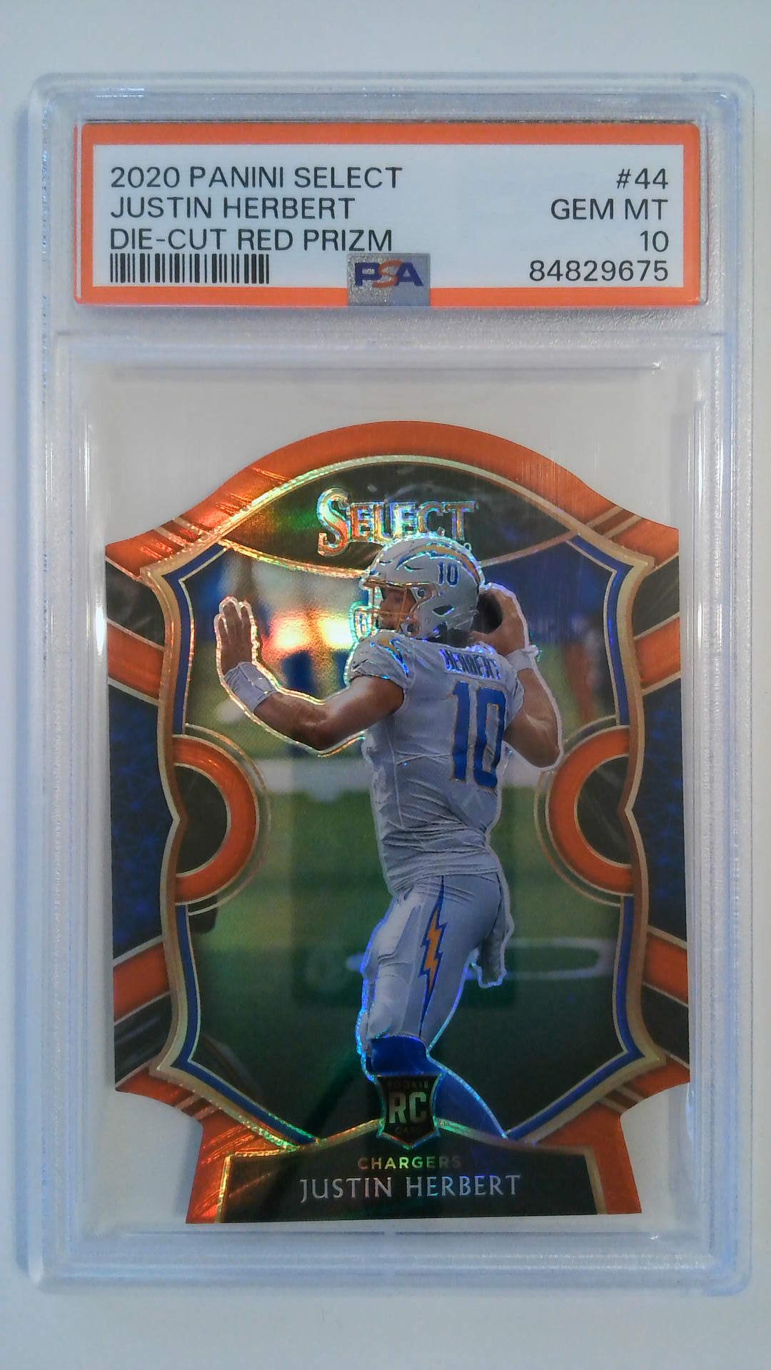 2020 Panini Select Die-Cut Red Prizm Justin Herbert #44 RC PSA 10