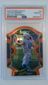 2020 Panini Select Die-Cut Red Prizm Justin Herbert #44 RC PSA 10