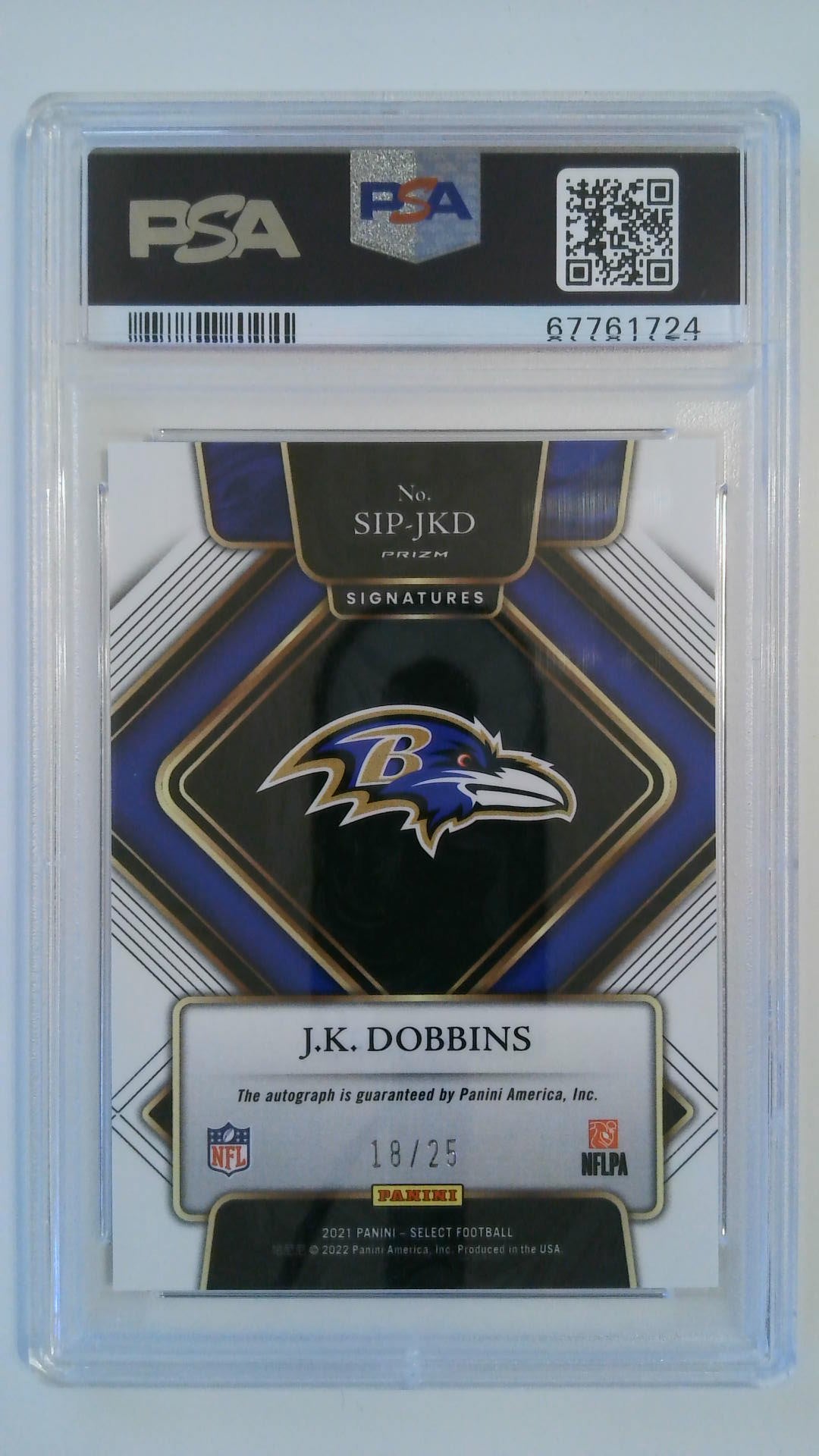 2021 Select Signature Prizm-Tie-Dye 18/25 J.K. Dobbins #SIPJKD PSA 10