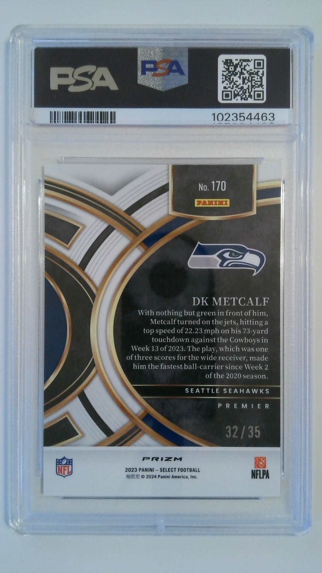 2023 Select White Prizm 32/35 DK Metcalf #170 PSA 10