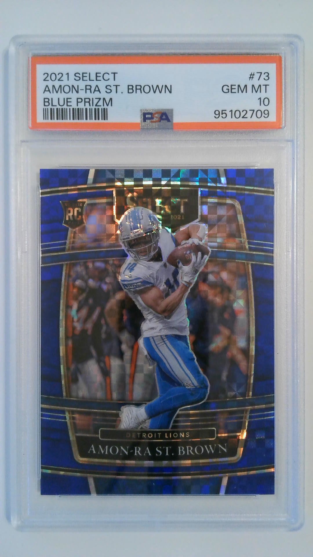 2021 Select Blue Prizm 162/199 Amon-Ra St. Brown #73 RC PSA 10