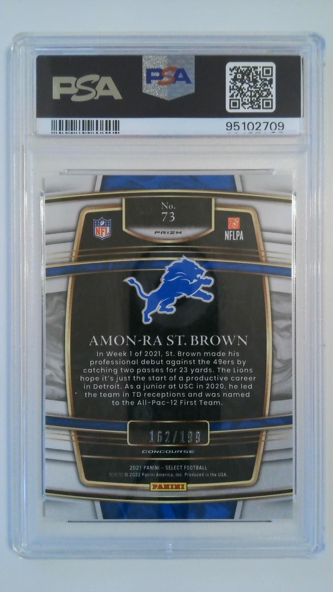 2021 Select Blue Prizm 162/199 Amon-Ra St. Brown #73 RC PSA 10