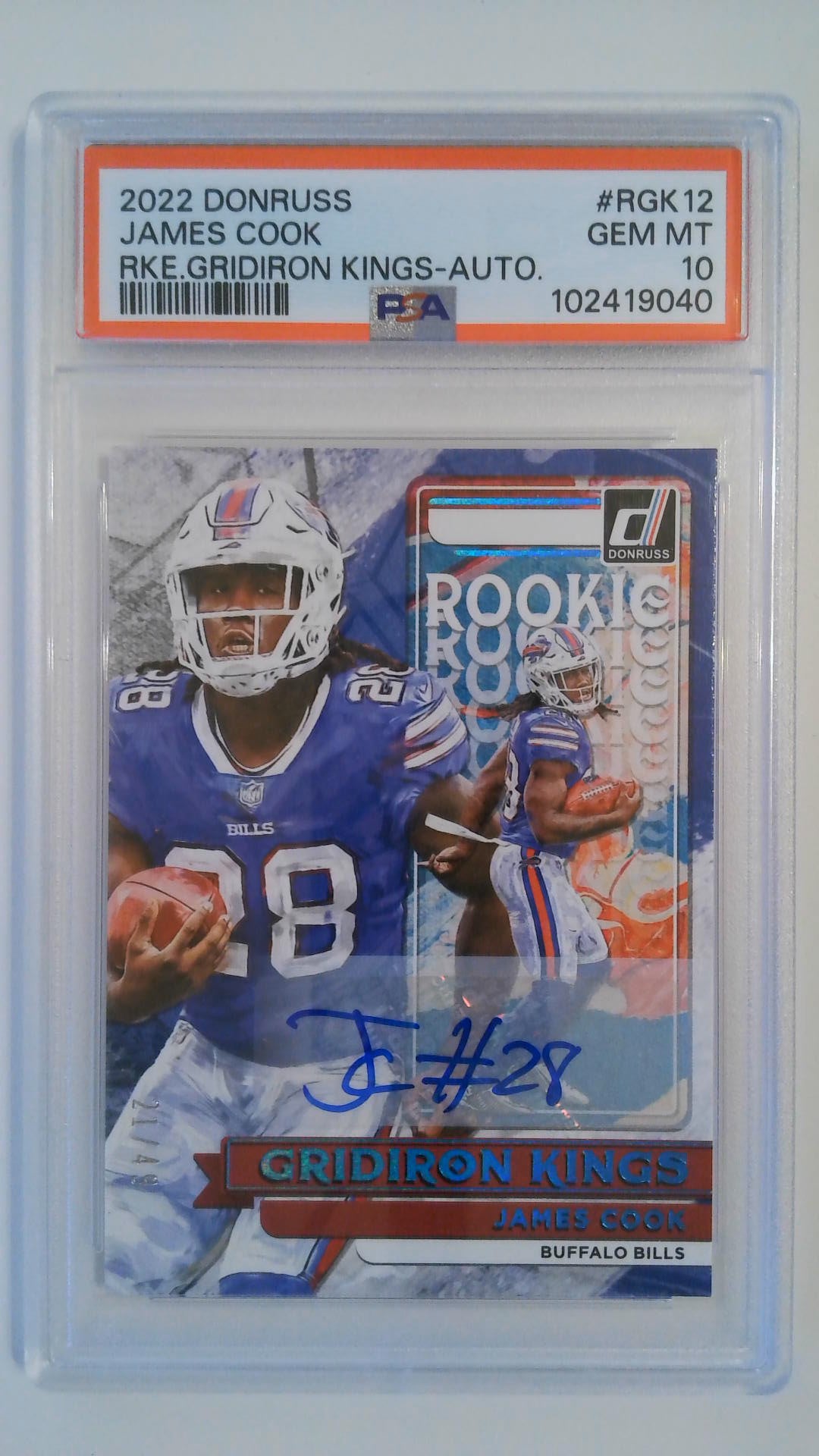 2022 Donruss Rookie Gridiron Kings Autograph 21/49 James Cook #RGK12 PSA 10