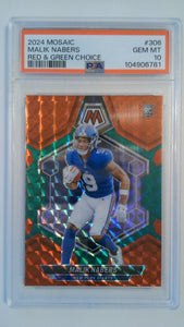 2024 Mosaic Red & Green Choice Malik Nabers #306 RC PSA 10