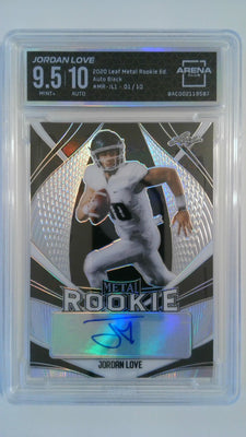 2020 Leaf Metal Rookie Edition Auto Black 01/10 Jordan Love #MR-JL1 Arena Club 9.5/10