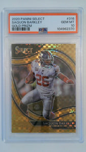 2020 Panini Select Gold Prizm 03/10 Saquon Barkley #316 PSA 10