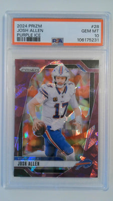 2024 Prizm Purple Ice 001/225 Josh Allen #28 PSA 10
